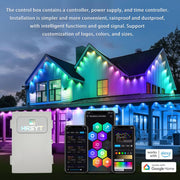 Permanent Holiday Lights - Under Eave LED Lighting System – 98.4ft (30m) | 48V IP68 | Complete Kit with Best-in-Class Control Box
